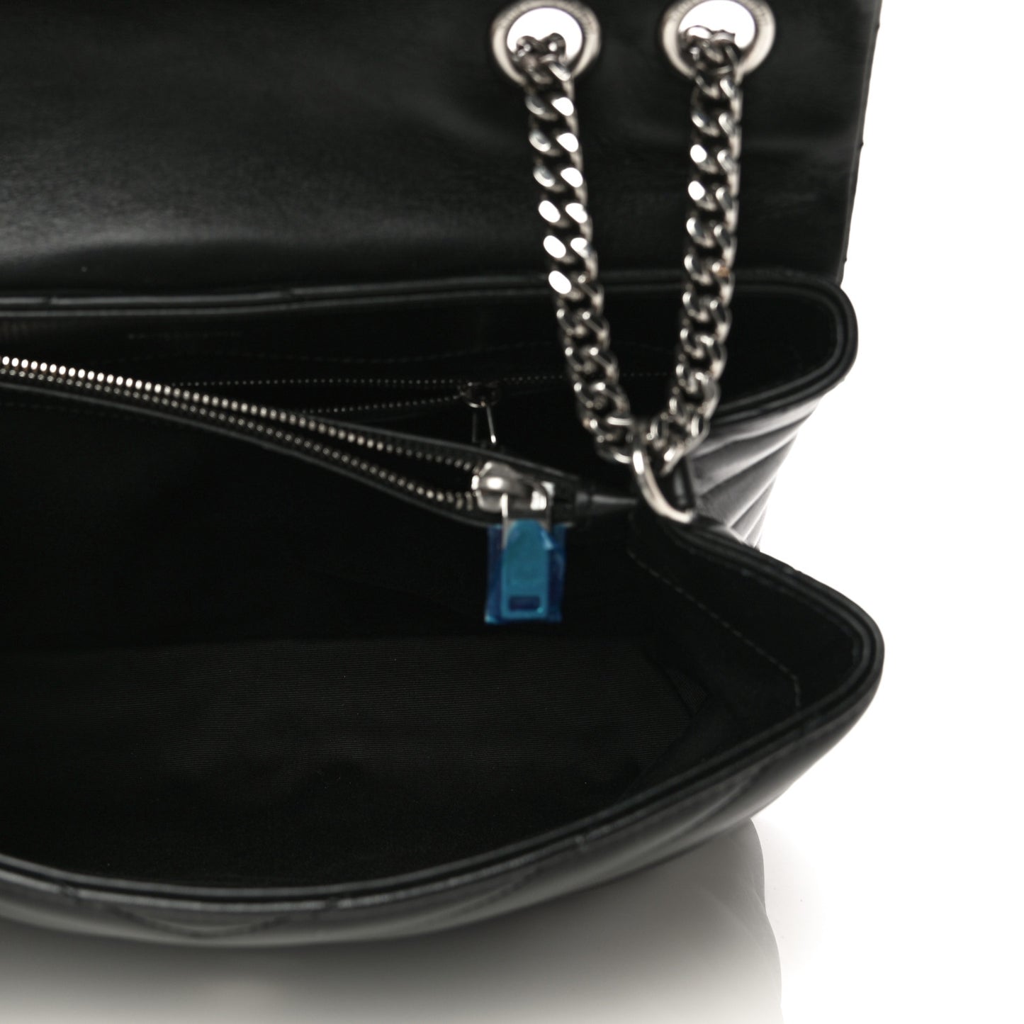 Calfskin Y Quilted Monogram Medium Loulou Chain Satchel Black
