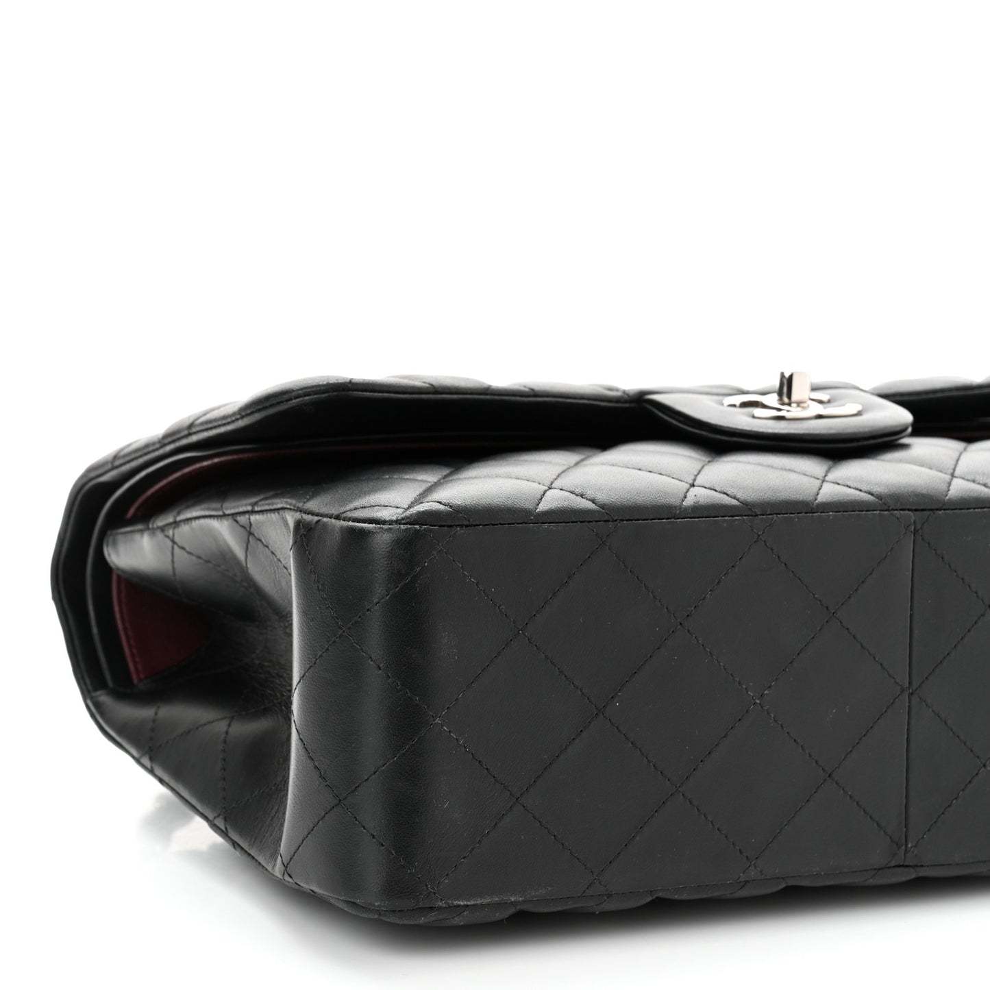 Lambskin Quilted Jumbo Double Flap Black