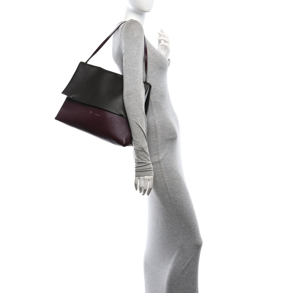 Calfskin Tri-Color All Soft Shoulder Bag Burgundy