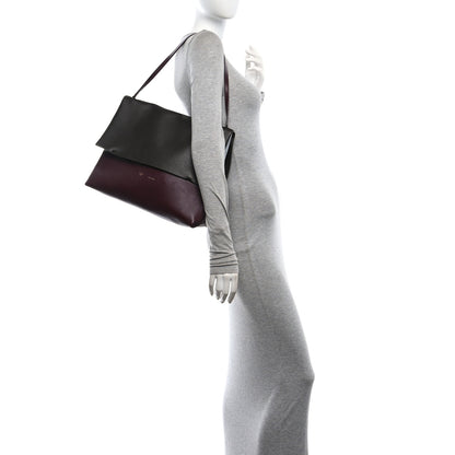 Celine Calfskin Tri-Color All Soft Shoulder Bag Burgundy 2 of 9