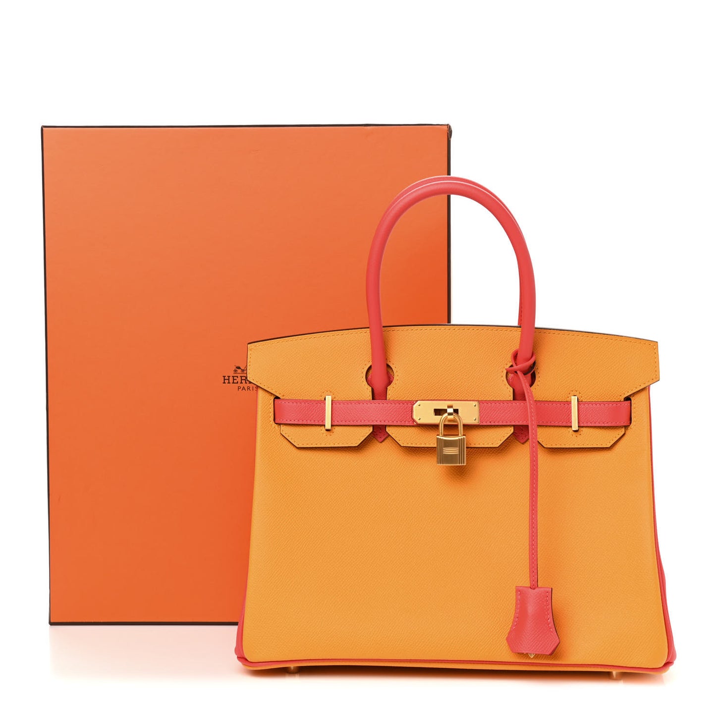Epsom Horseshoe Birkin 30 Jaune D'Or Rose Jaipur