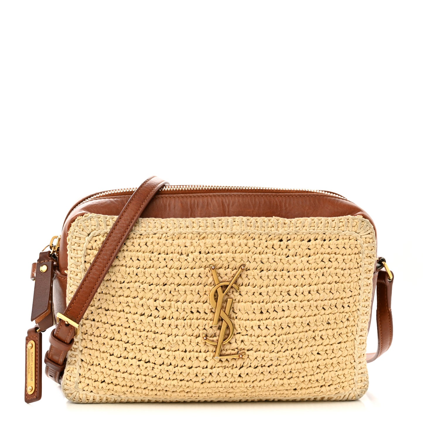 Raffia Canvas Monogram Lou Camera Bag Beige Brown
