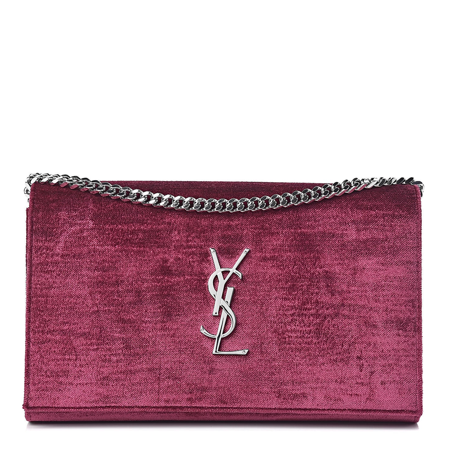 Textured Velour Monogram Chain Wallet Rose Wine