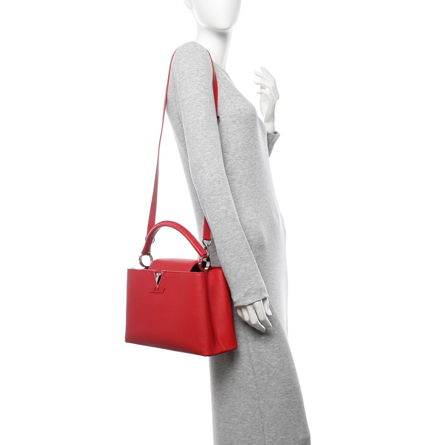 Louis Vuitton Taurillon Capucines PM Rubis 2 of 9