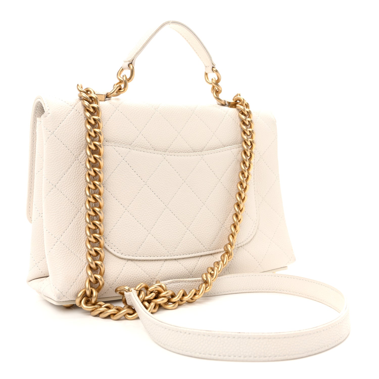 Chanel Grained Calfskin Small Stitched Flap White 3 of 10