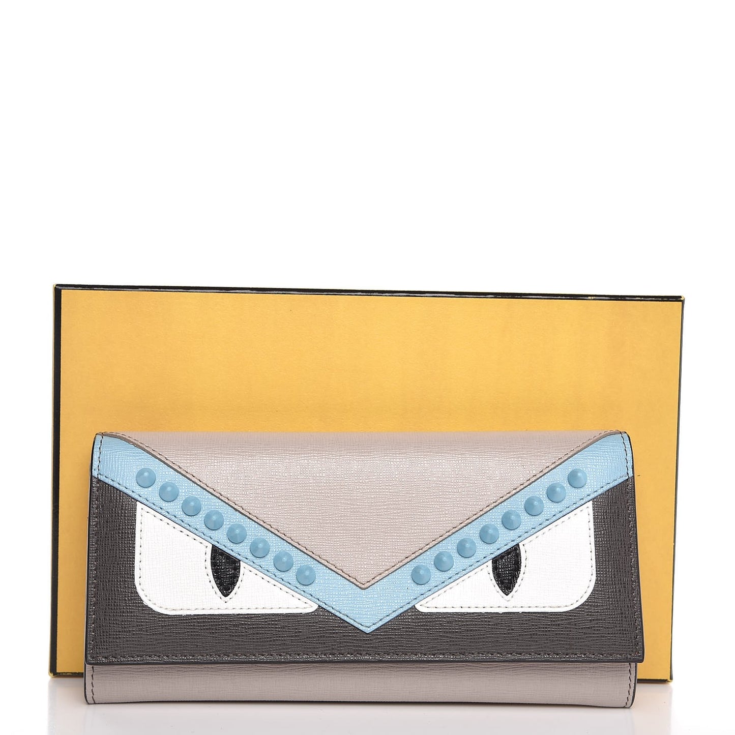 Vitello Elite Monster Eyes Studded Continental Wallet Carbone White Multicolor