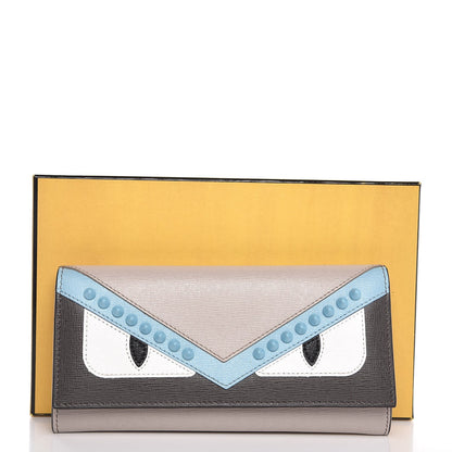 Fendi Vitello Elite Monster Eyes Studded Continental Wallet Carbone White Multicolor 8 of 8