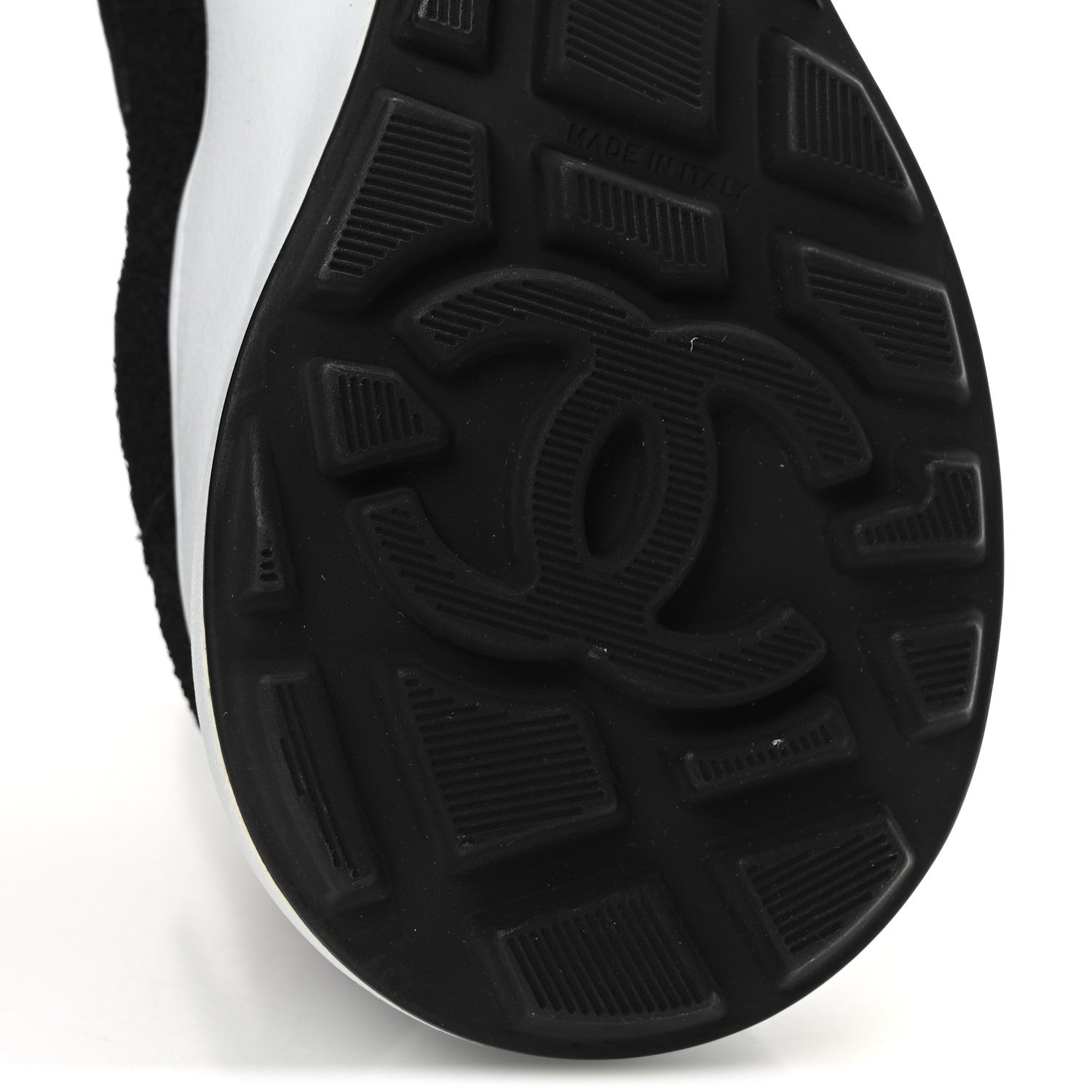Chanel Suede Calfskin Knit CC Sneakers 40 Black Dark Gray 7 of 9