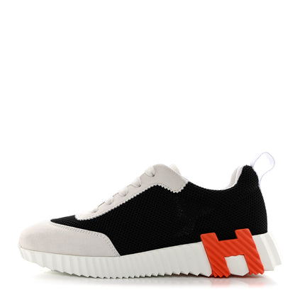 Hermes Air Mesh Suede Goatskin Bouncing Sneakers 35 Black Orange 1 of 8