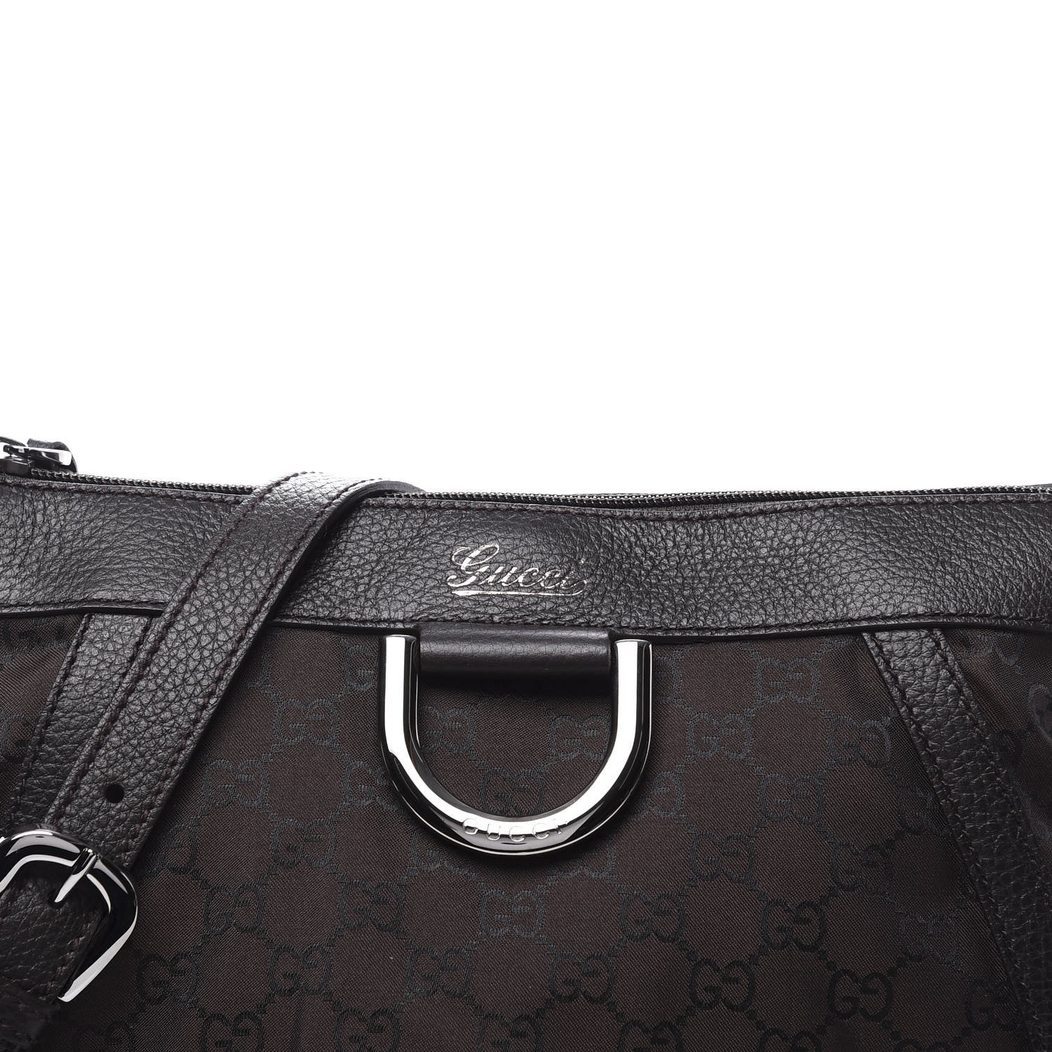 Gucci Nylon Monogram Small D Silver Ring Messenger Brown 10 of 10