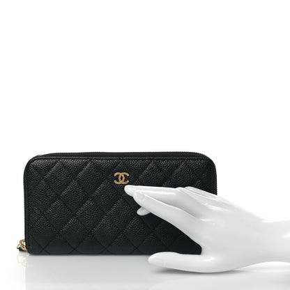 Chanel Caviar Quilted Large Gusset Zip Around Wallet Black 2 of 8