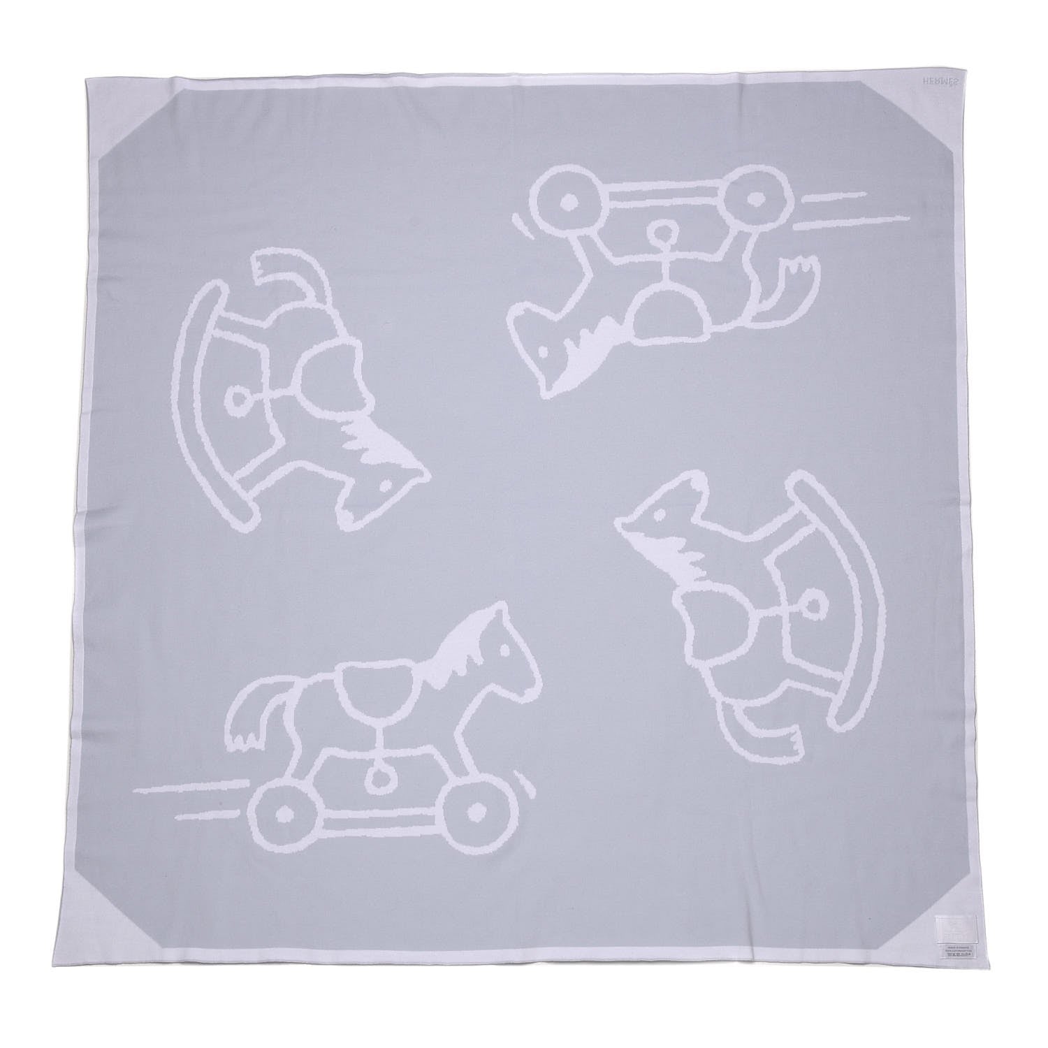 Hermes Cotton Adada Knit Baby Blanket Bleu Glacier 3 of 5