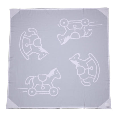 Hermes Cotton Adada Knit Baby Blanket Bleu Glacier 3 of 5