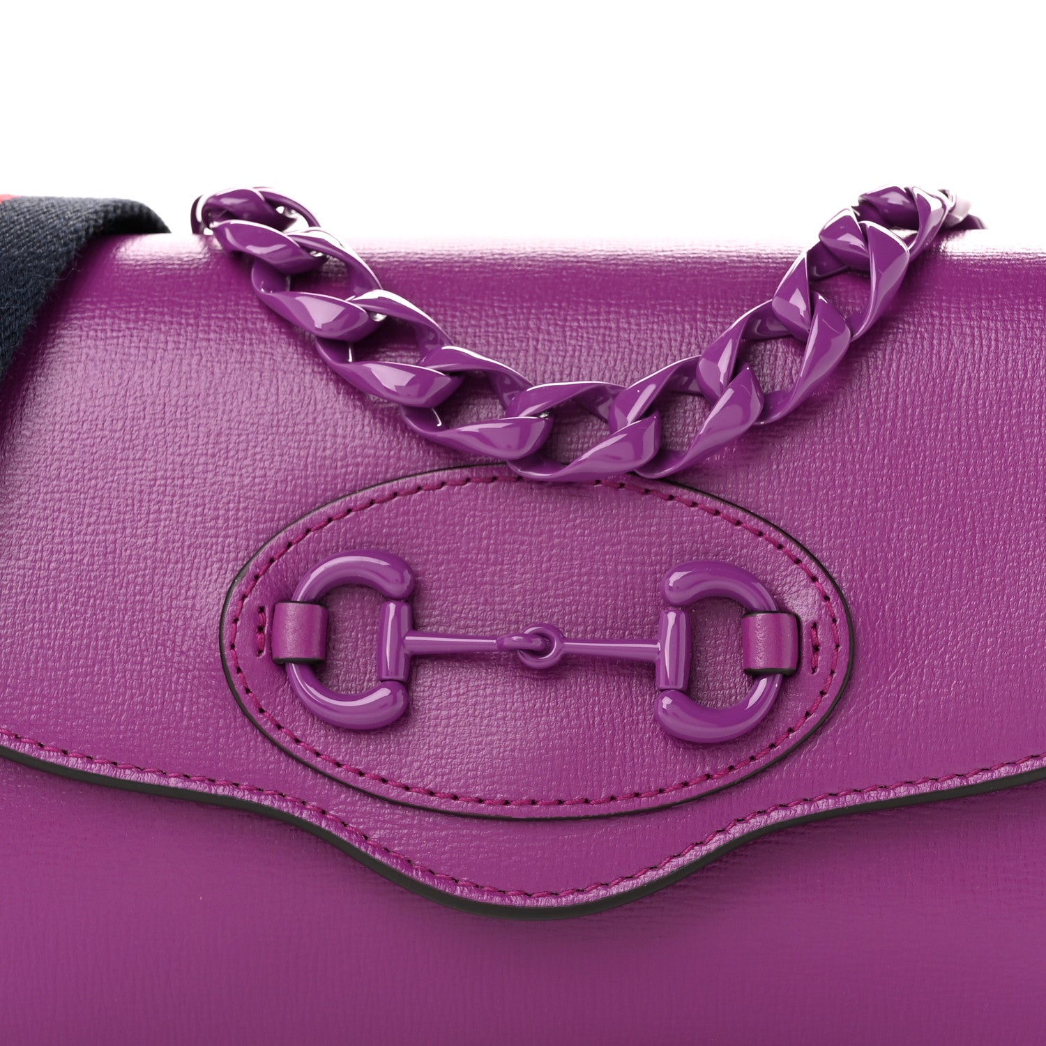 Gucci Azalea Calfskin Web Small Horsebit 1955 Crossbody Bag Spicy Cyclamin 8 of 10