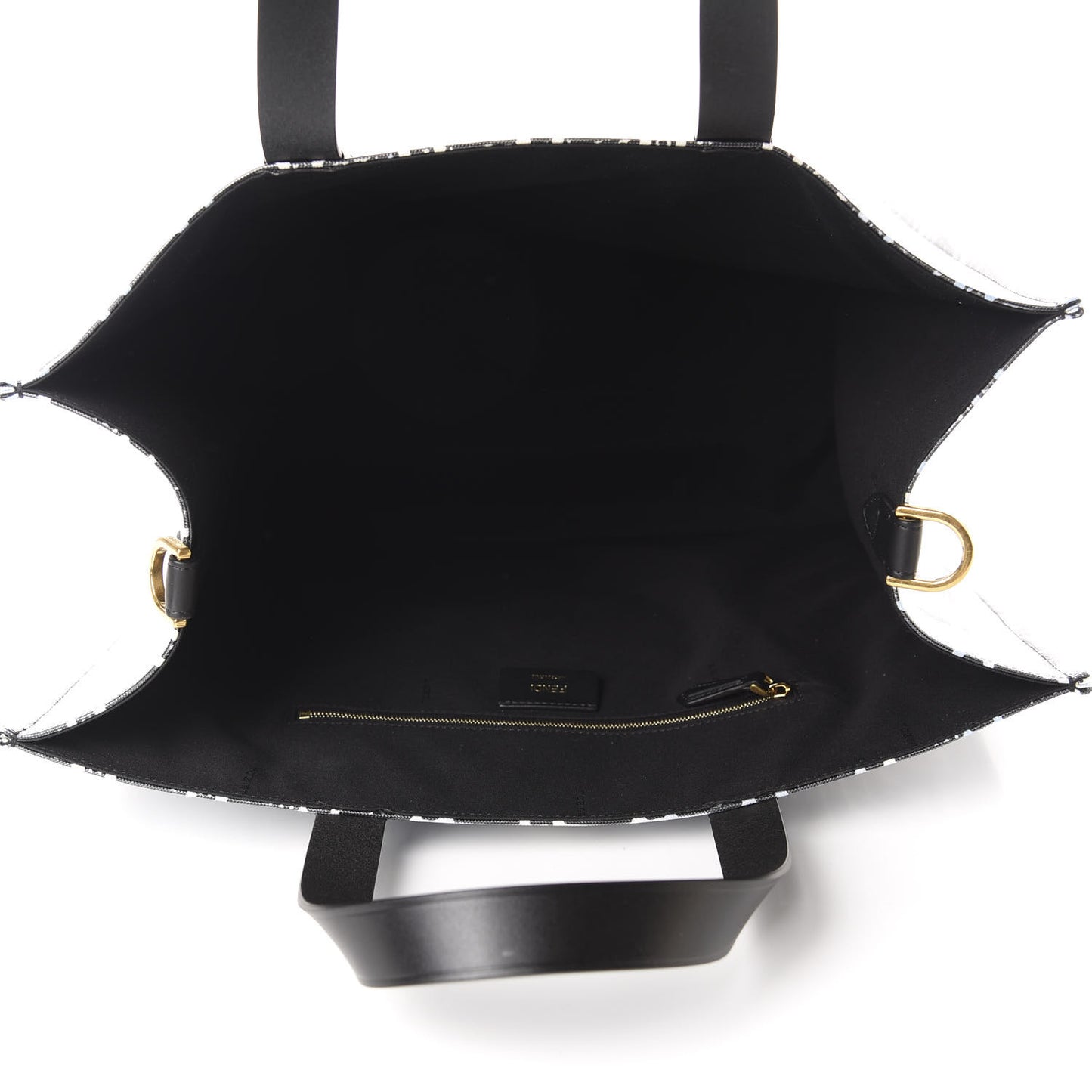 X JOSHUA VIDES Coated Canvas FF Cloudy Shopping Tote White Celeste Black