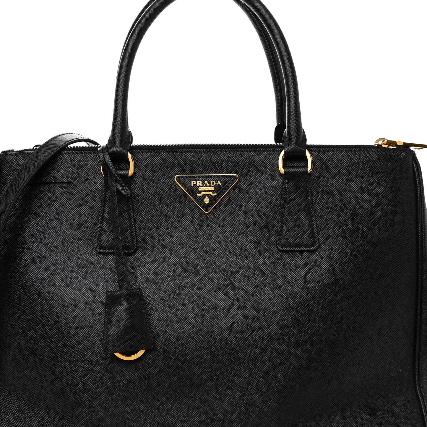 Saffiano Medium Galleria Double Zip Tote Black