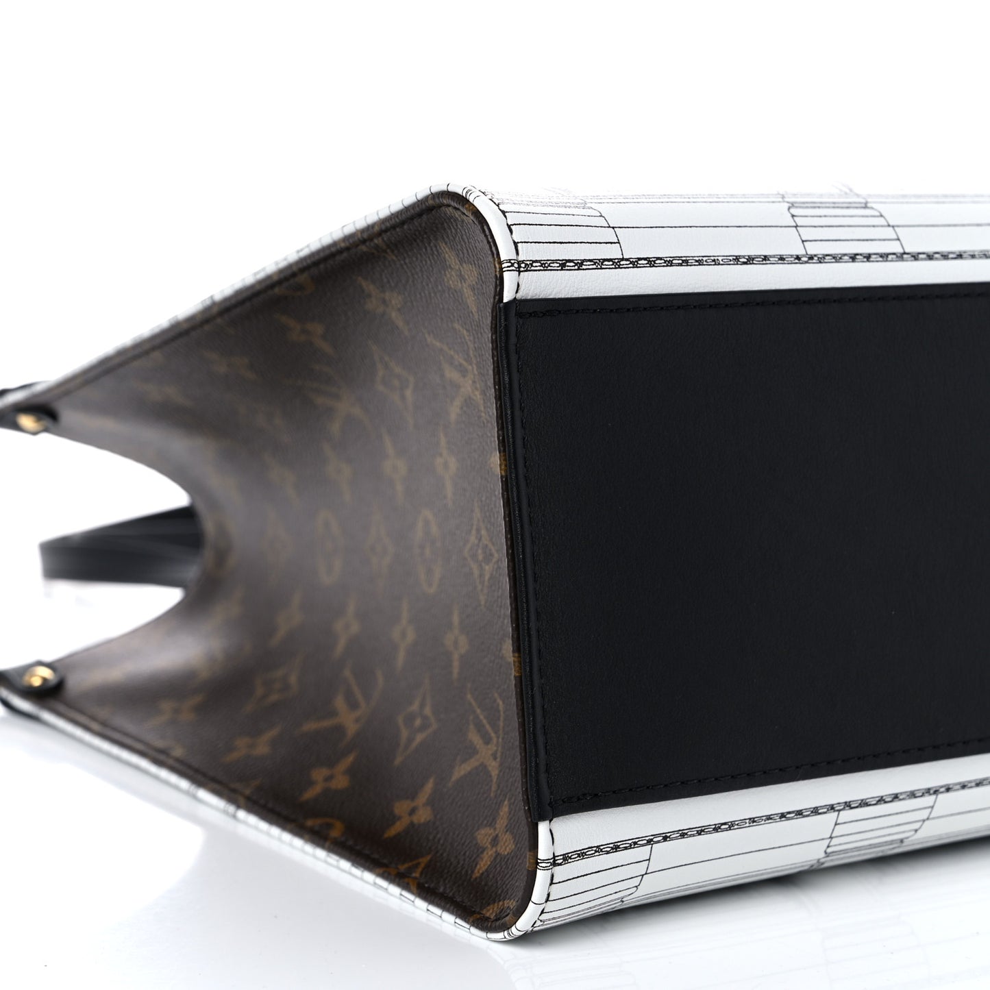 X FORNASETTI Calfskin Architettura Onthego MM Black White