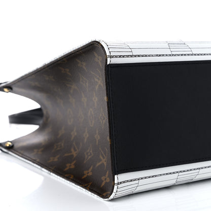 Louis Vuitton X FORNASETTI Calfskin Architettura Onthego MM Black White 12 of 15