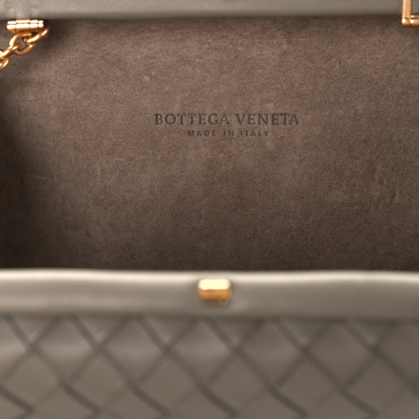Nappa Intrecciato Chain Knot Clutch Steel