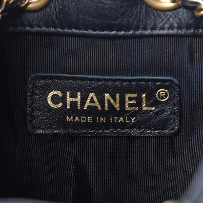Chanel Iridescent Crumpled Calfskin Coco Pleats Small Drawstring Bag Black 6 of 9