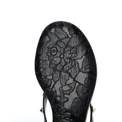 Valentino Garavani PVC Jelly Rockstud Bow Thong Sandals 37 Black 11 of 13