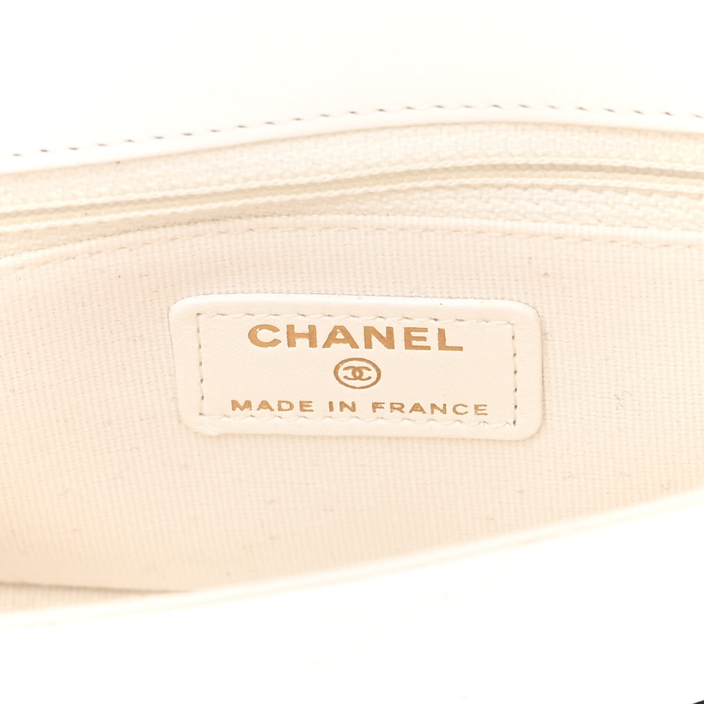 Lambskin Chevron Stitched Flap White Black