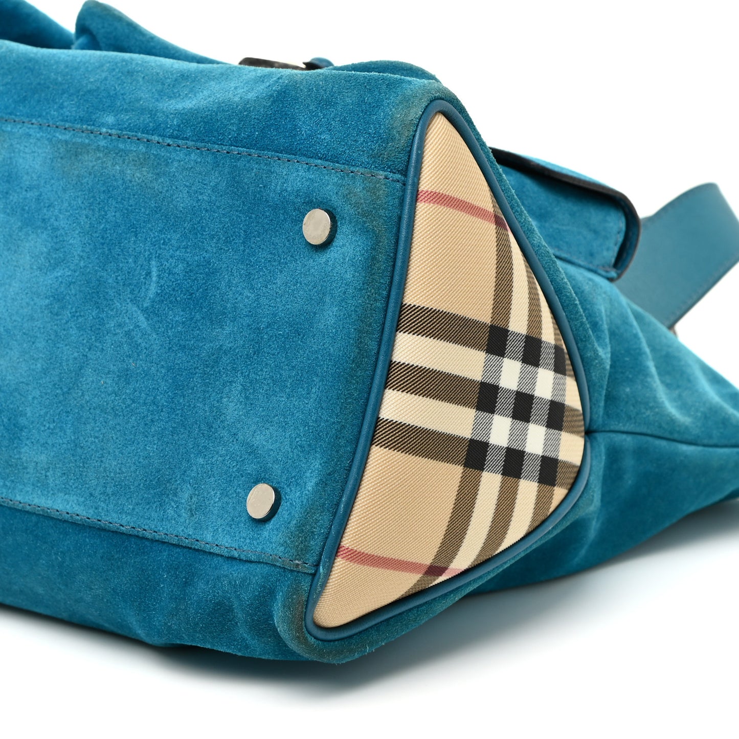 Suede Classic Check Shoulder Bag Blue