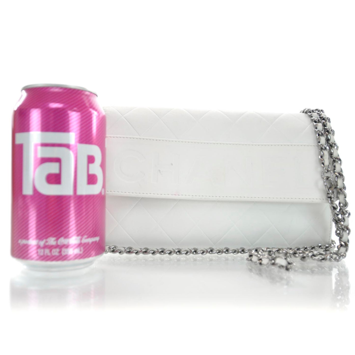 Lambskin Wallet On Chain White