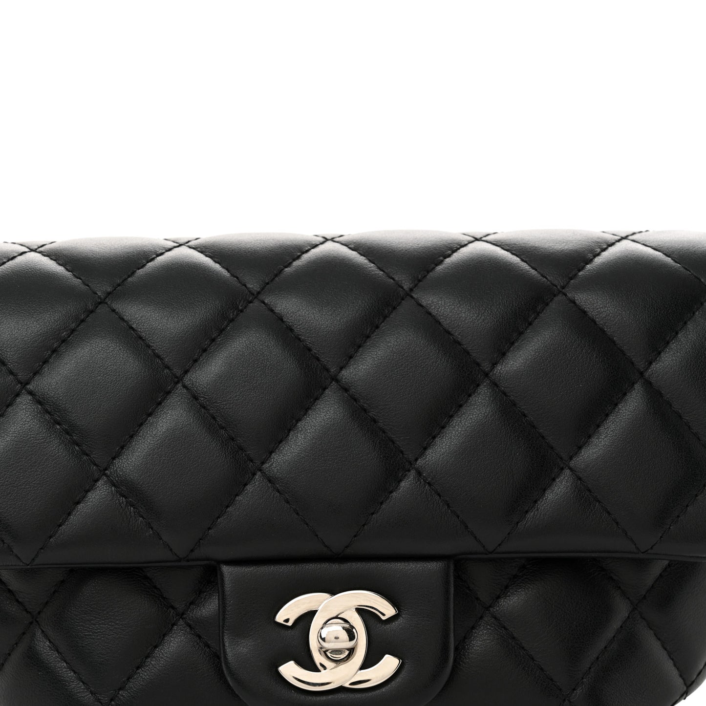 Calfskin Quilted CC Uniform Flap Belt Bag Black
