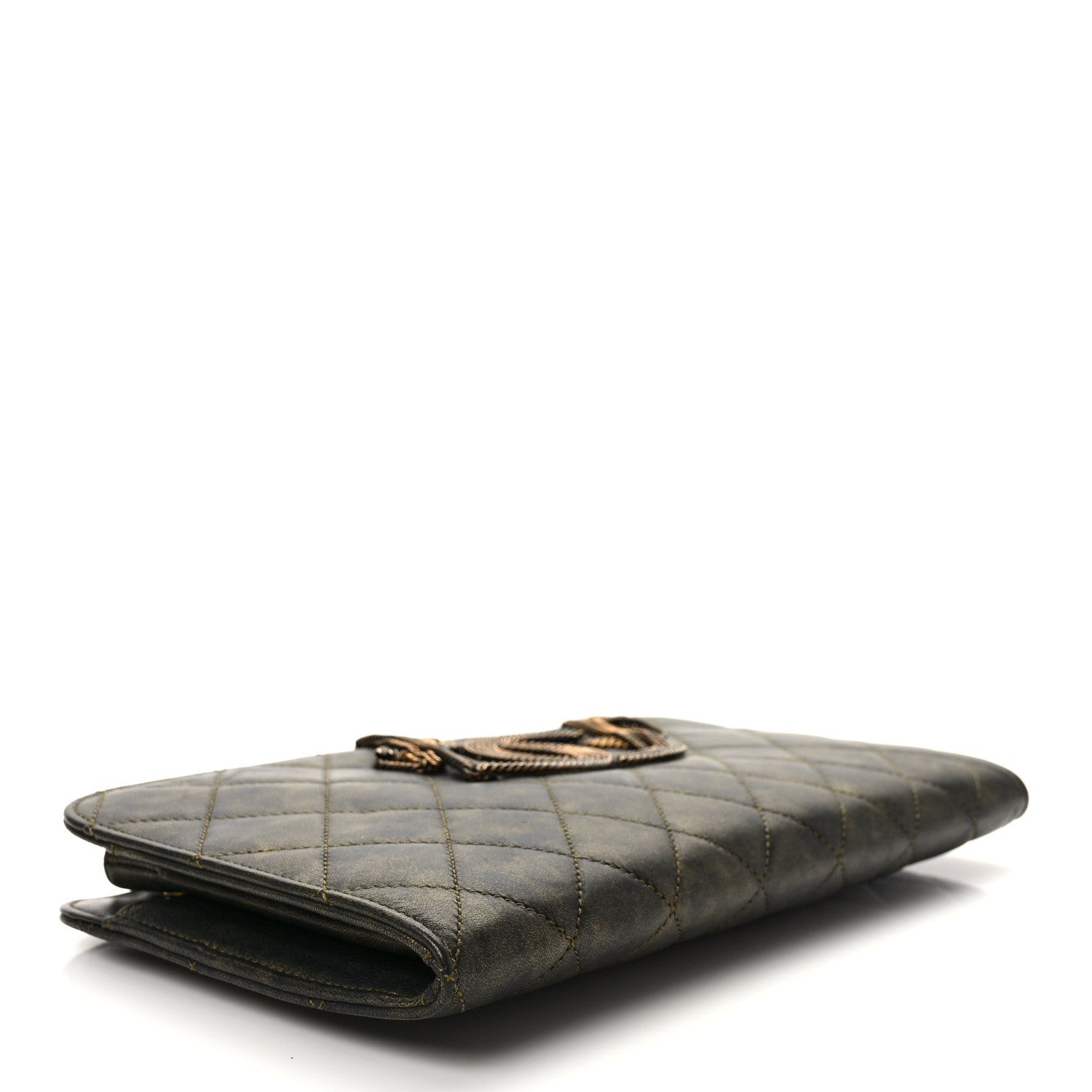 Chanel Calfskin Quilted Chain CC Chain Clutch Dark Gold 4 of 6