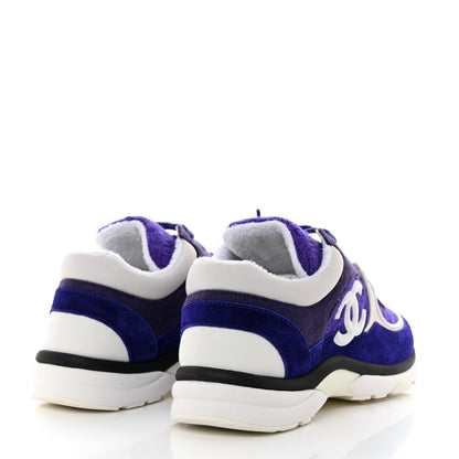 Chanel Suede Tweed Felt CC Sneakers 37.5 Purple 4 of 9