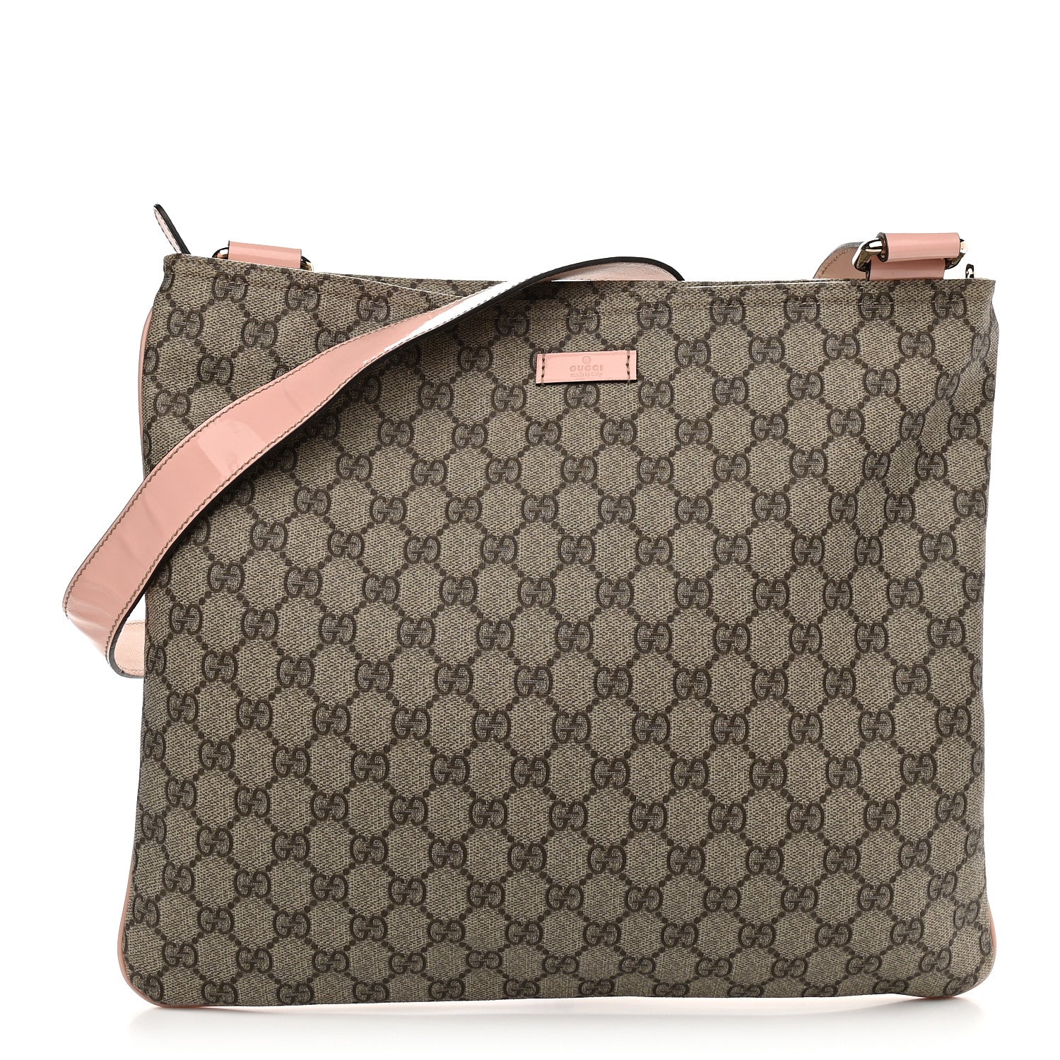 Gucci GG Supreme Monogram Medium Flat Messenger Bag Light Pink 1 of 9