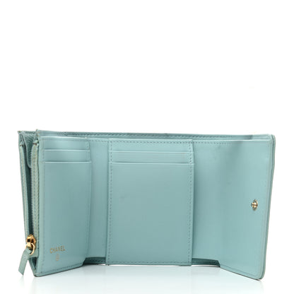 Chanel Caviar Camellia Embossed Compact Wallet Light Blue 5 of 8