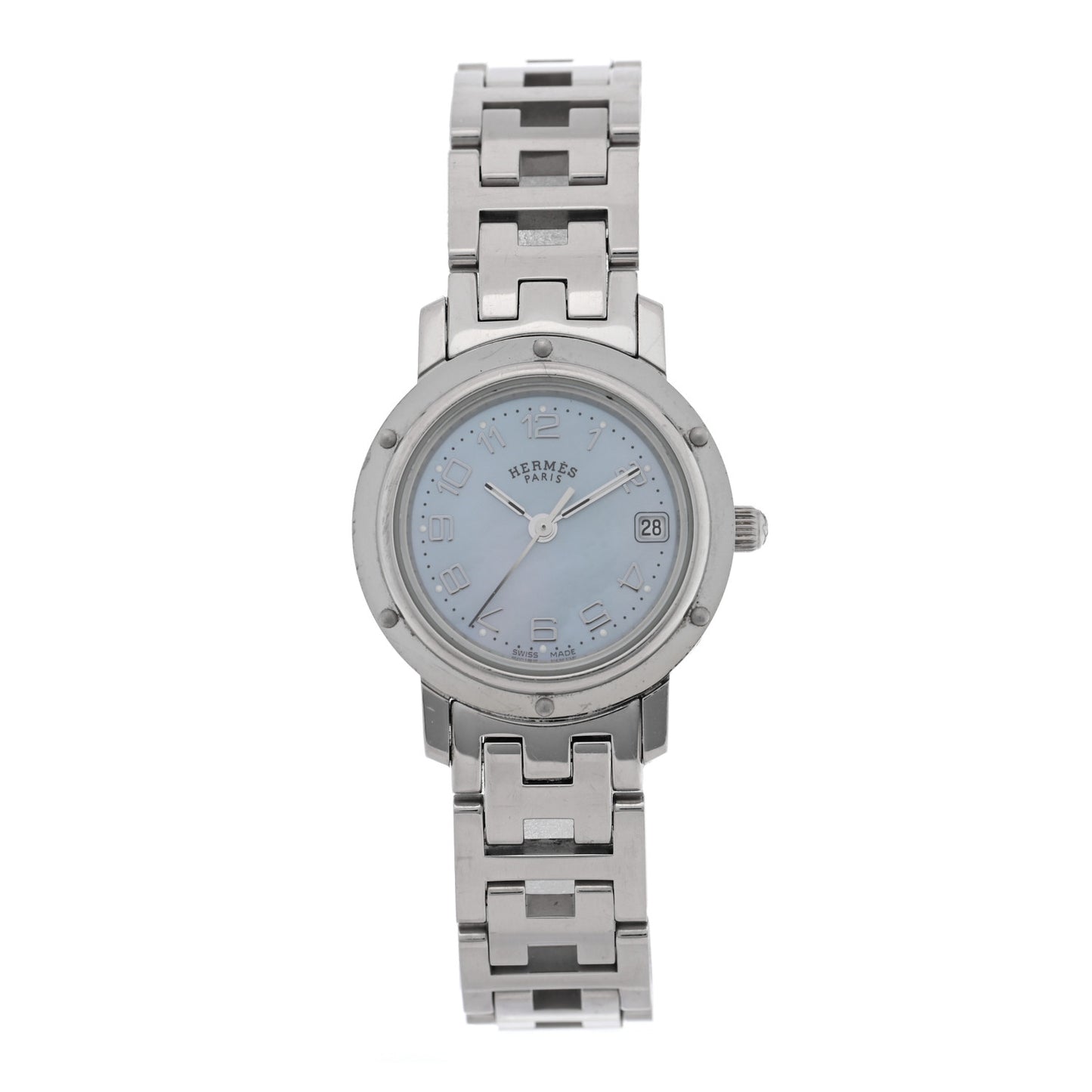 Stainless Steel Blue Mother of Pearl 24mm Clipper Quartz Watch