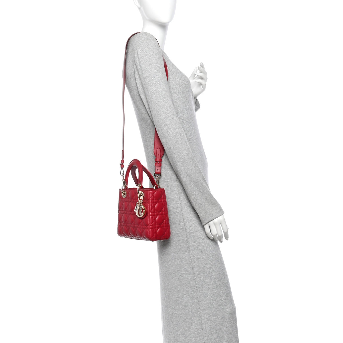 Lambskin Cannage Small My ABCDior Lady Dior Red