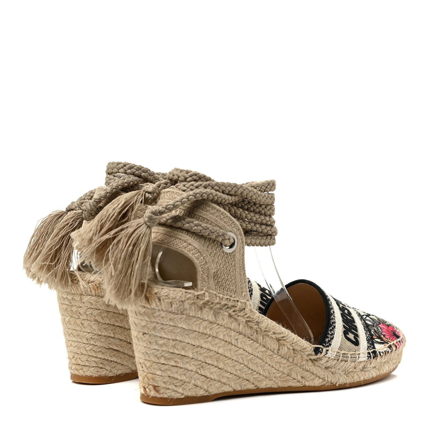 Christian Dior Canvas Mille Fleurs Embroidered Granville Ankle Tie Espadrille 65mm Wedges 40 Multicolor 4 of 10