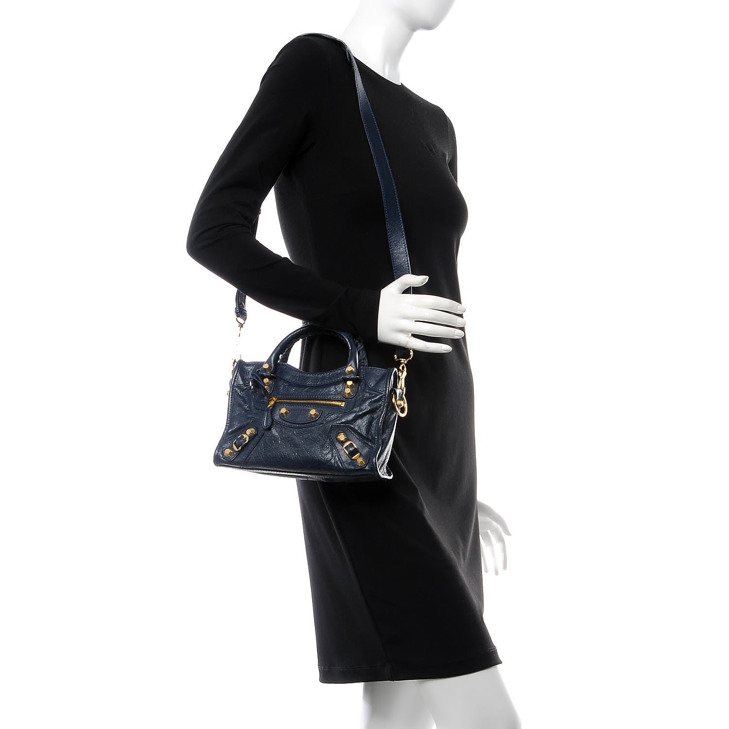 Balenciaga Agneau Giant 12 Gold Hardware Mini City Bleu Obscur 2 of 7