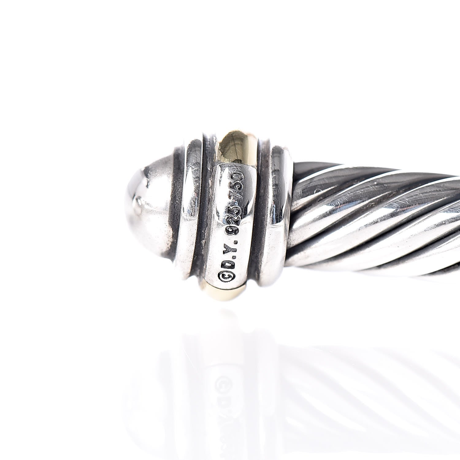 David Yurman Sterling Silver 18K Yellow Gold 4mm Cable Classics Bracelet 5 of 5