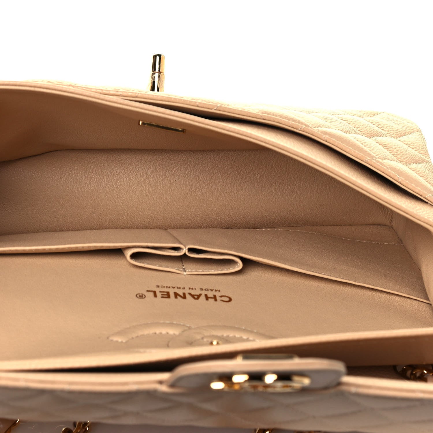Chanel Caviar Quilted Medium Double Flap Beige 5 of 13