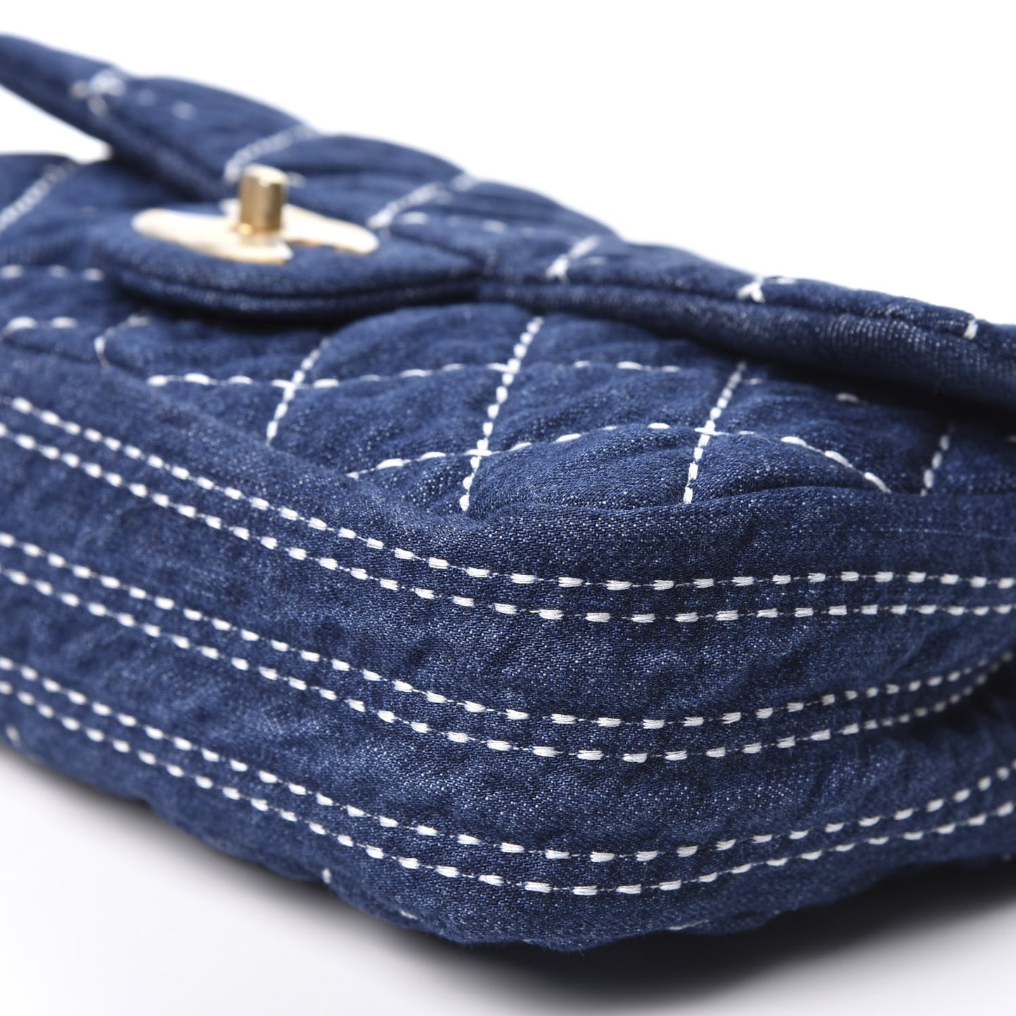 Denim Quilted Single Flap Blue