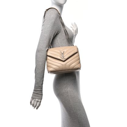 Saint Laurent Calfskin Y Quilted Monogram Small Loulou Chain Satchel Dark Beige 2 of 10
