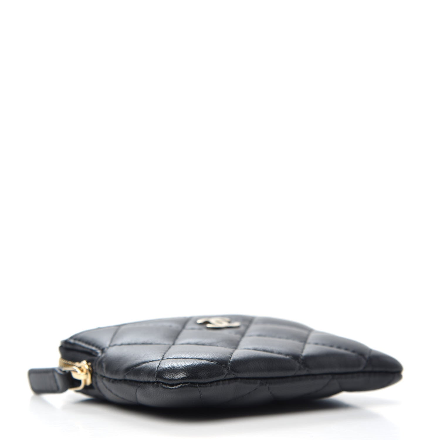 Chanel Lambskin Quilted Zip Card Holder Wallet Black 4 of 8