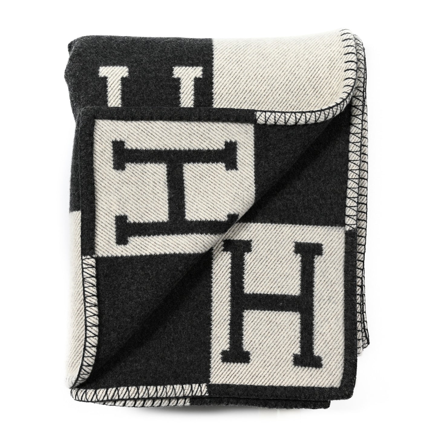 Wool Cashmere Avalon III Blanket Ecru Gris Fonce