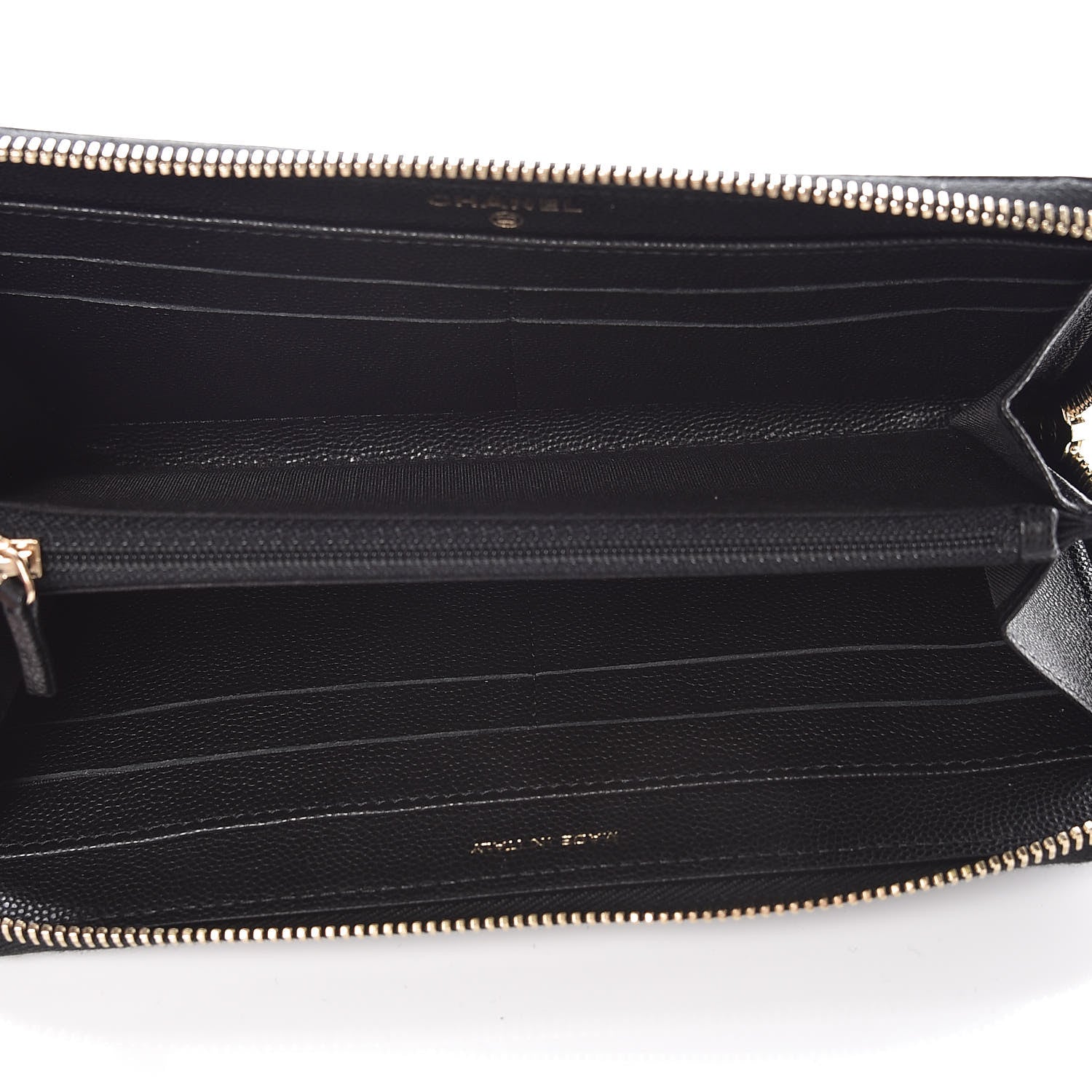 Chanel Caviar Camellia Embossed Large Zip Around Gusset Wallet Black 5 of 8