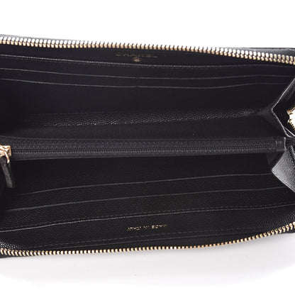 Chanel Caviar Camellia Embossed Large Zip Around Gusset Wallet Black 5 of 8