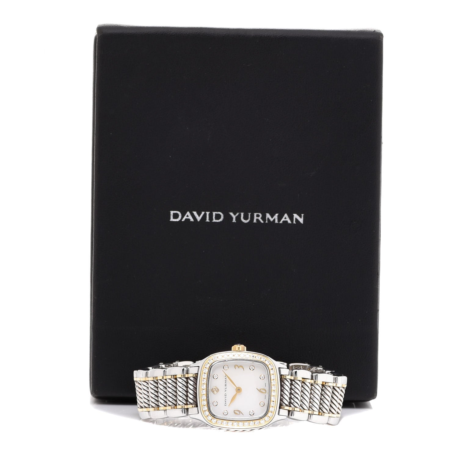 David Yurman Stainless Steel 18K Yellow Gold Diamond Bezel Mother of Pearl 25mm Thoroughbred Quartz Watch 5 of 5