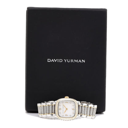 David Yurman Stainless Steel 18K Yellow Gold Diamond Bezel Mother of Pearl 25mm Thoroughbred Quartz Watch 5 of 5