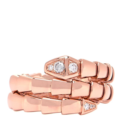 Bulgari 18K Rose Gold Diamond Serpenti Viper Wrap Ring S 1 of 5