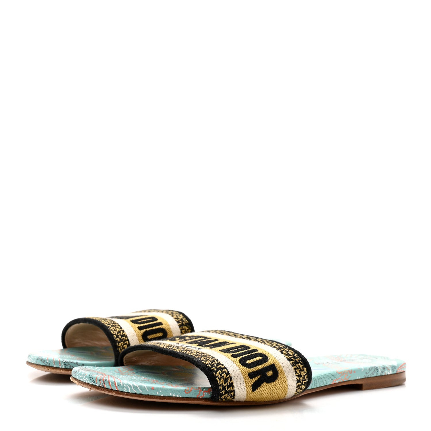 Christian Dior Canvas Embroidered Dior In Lights Dway Mules Slide Sandals 38 Multicolor 3 of 12