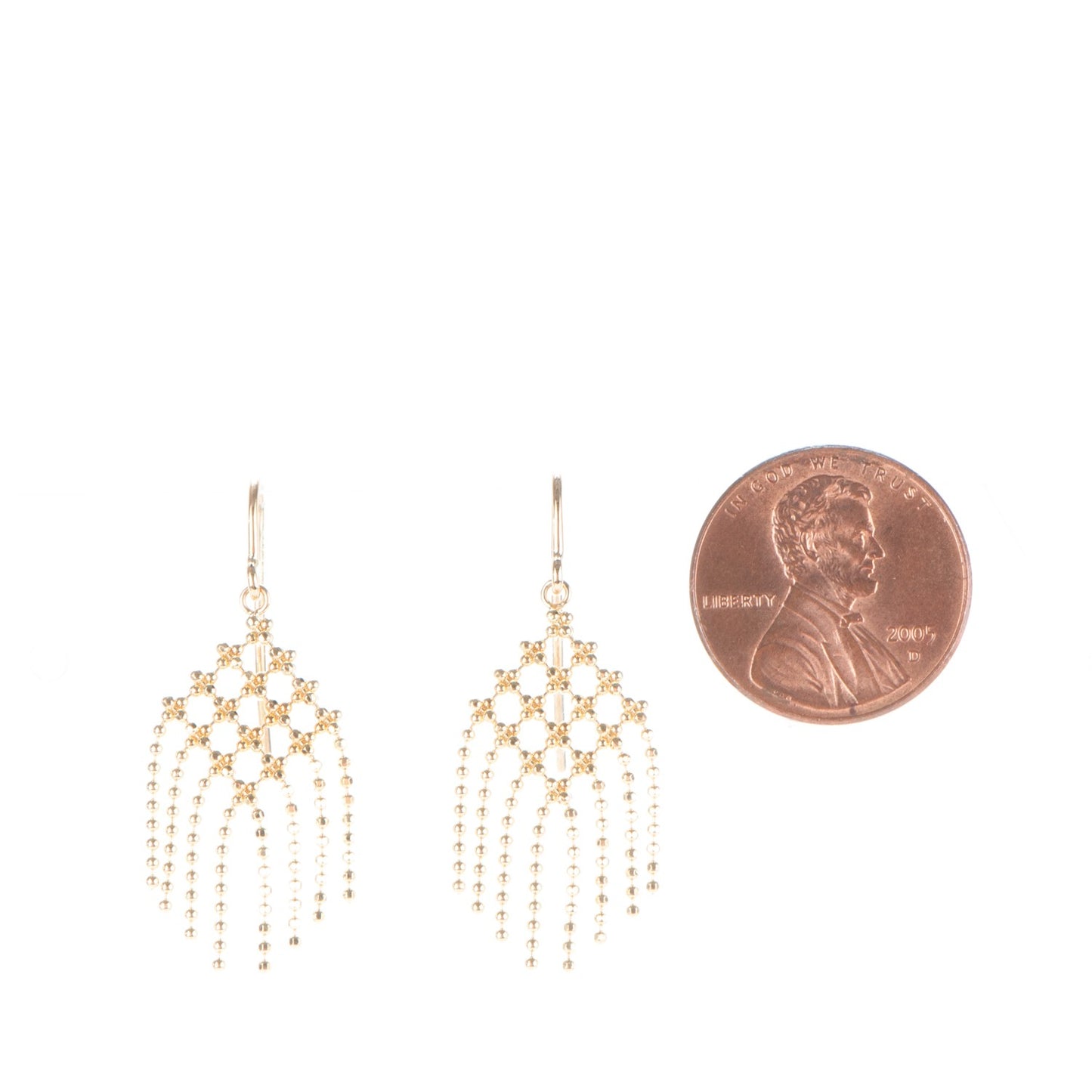 18K Yellow Gold Fringe Drop Earrings